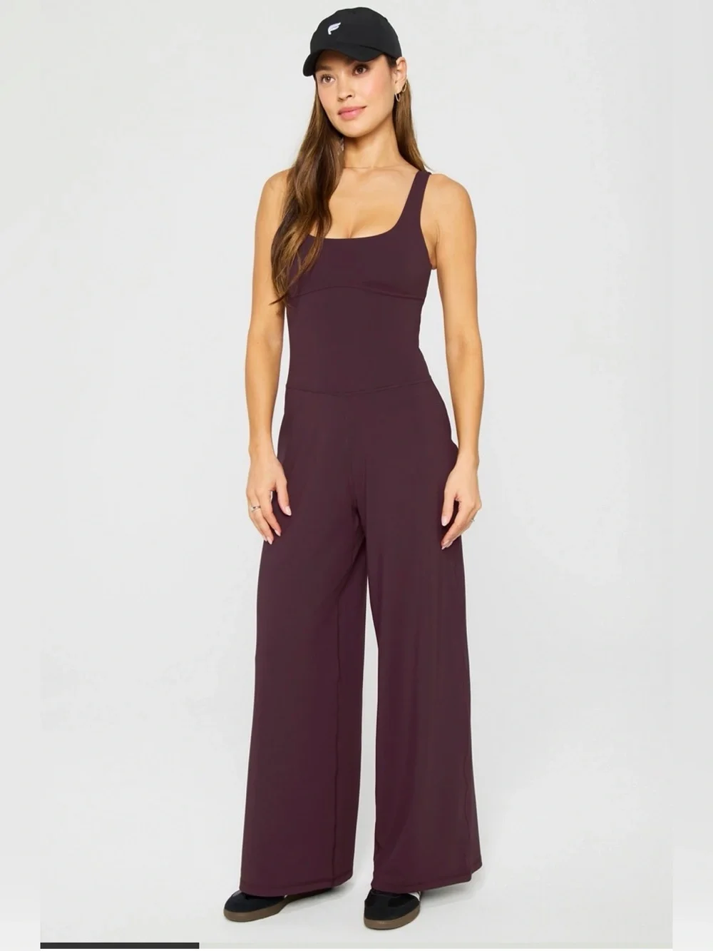 Fabletics Preluxe Wide-Leg  Jumpsuit in Oxblood